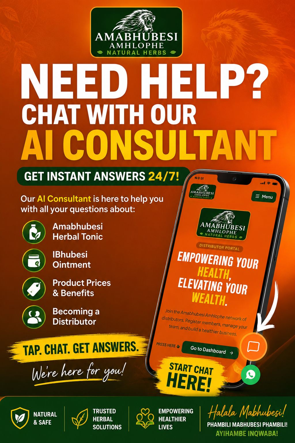 Need help? Chat with Lindokuhle Sabela, our Amabhubesi Amhlophe consultant, for instant answers 24/7